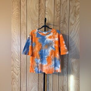 Davi & Dani Orange Blue Tie Dye Relaxed Tee Size Medium